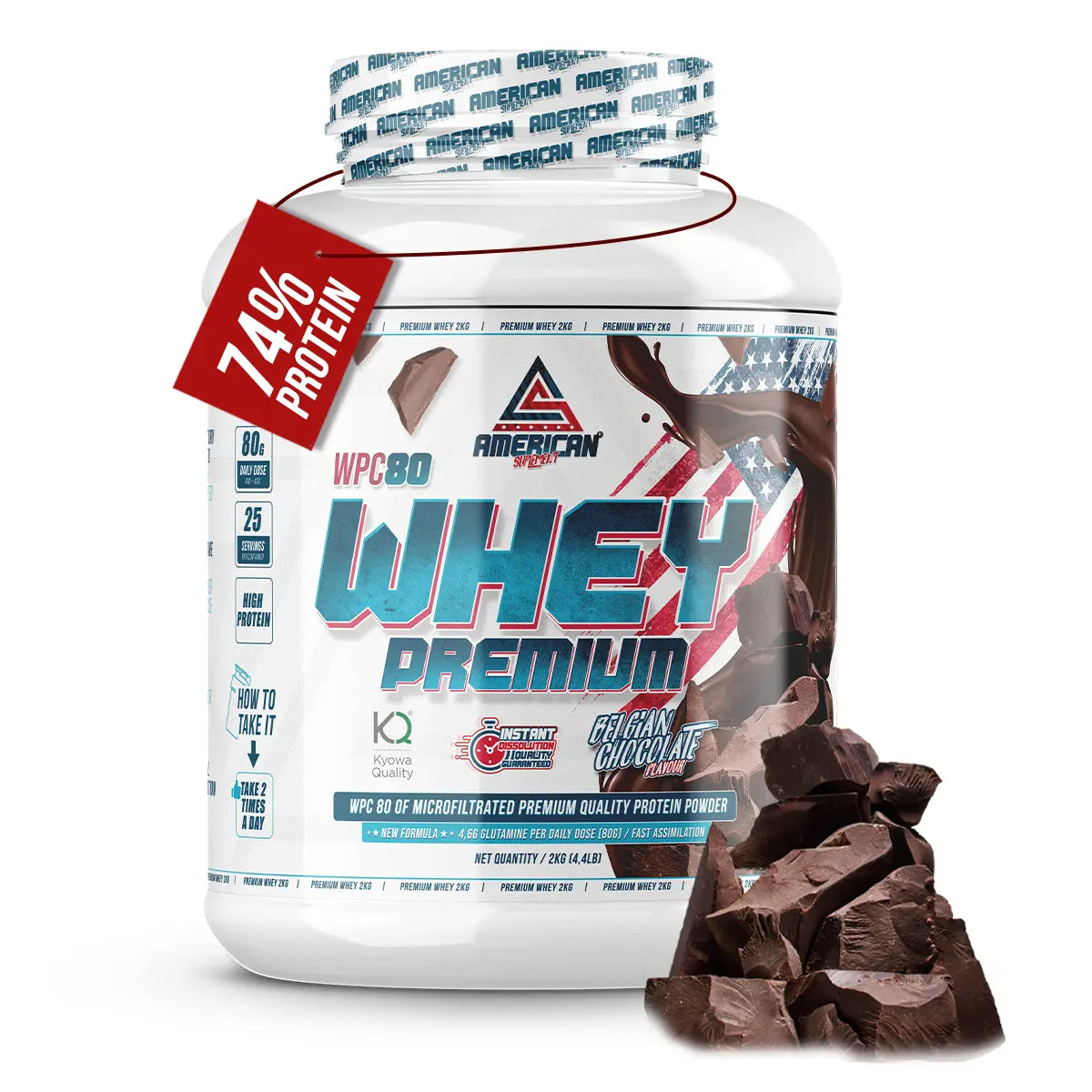 American Suplement Proteína Premium whey WPC 80 2 kg