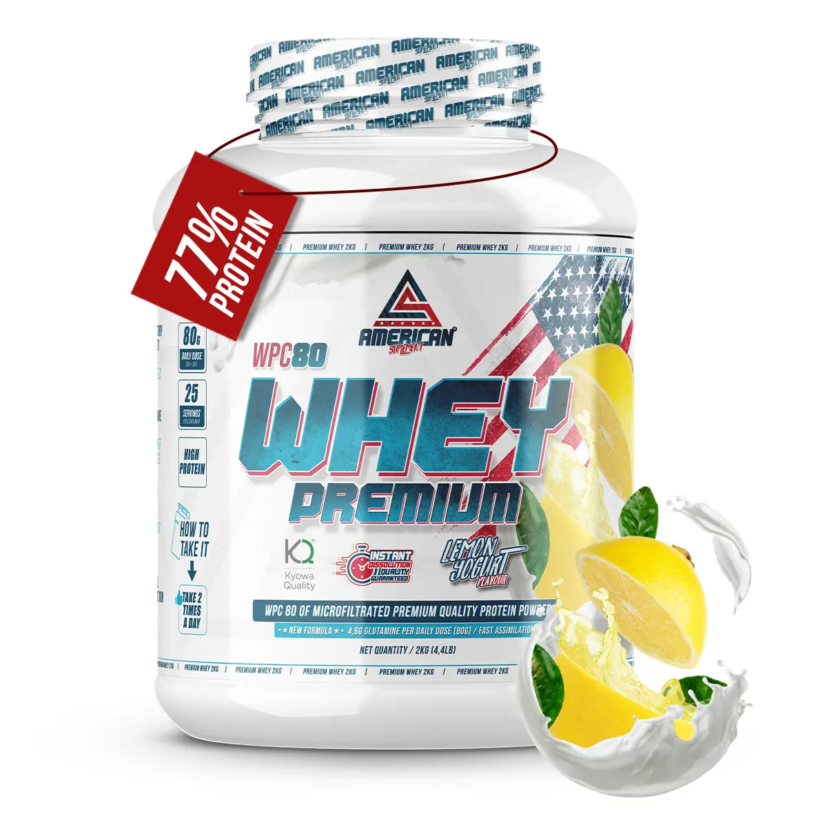 American Suplement Proteína Premium whey WPC 80 2 kg