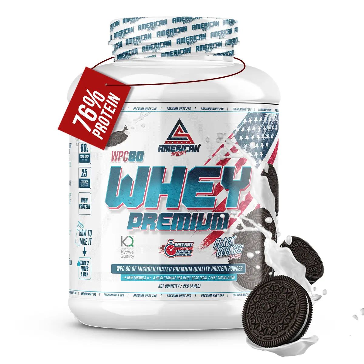 American Suplement Proteína Premium whey WPC 80 2 kg