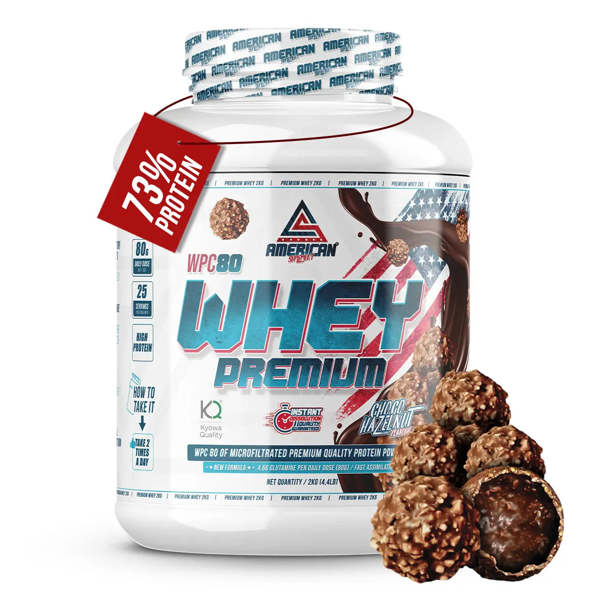 American Suplement Proteína Premium whey WPC 80 2 kg