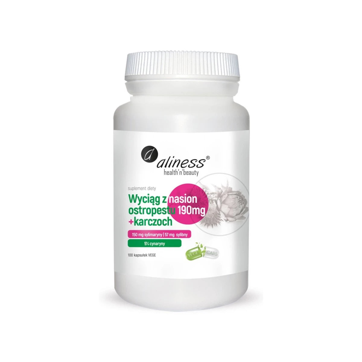 Aliness Milk thistle seed extract 190 mg + artichoke x 100 Vege caps
